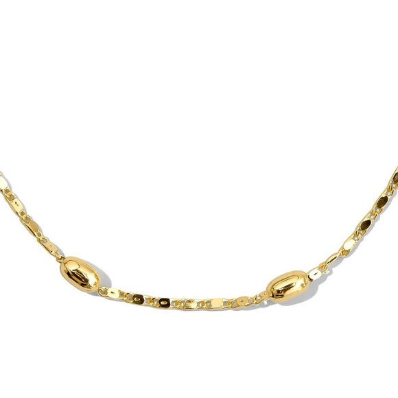 18K Yellow Gold Plated Bead Bar Chain - 17.5" - Picture 2 of 3